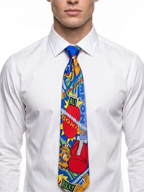 Vintage Colourful Boxing Theme Necktie